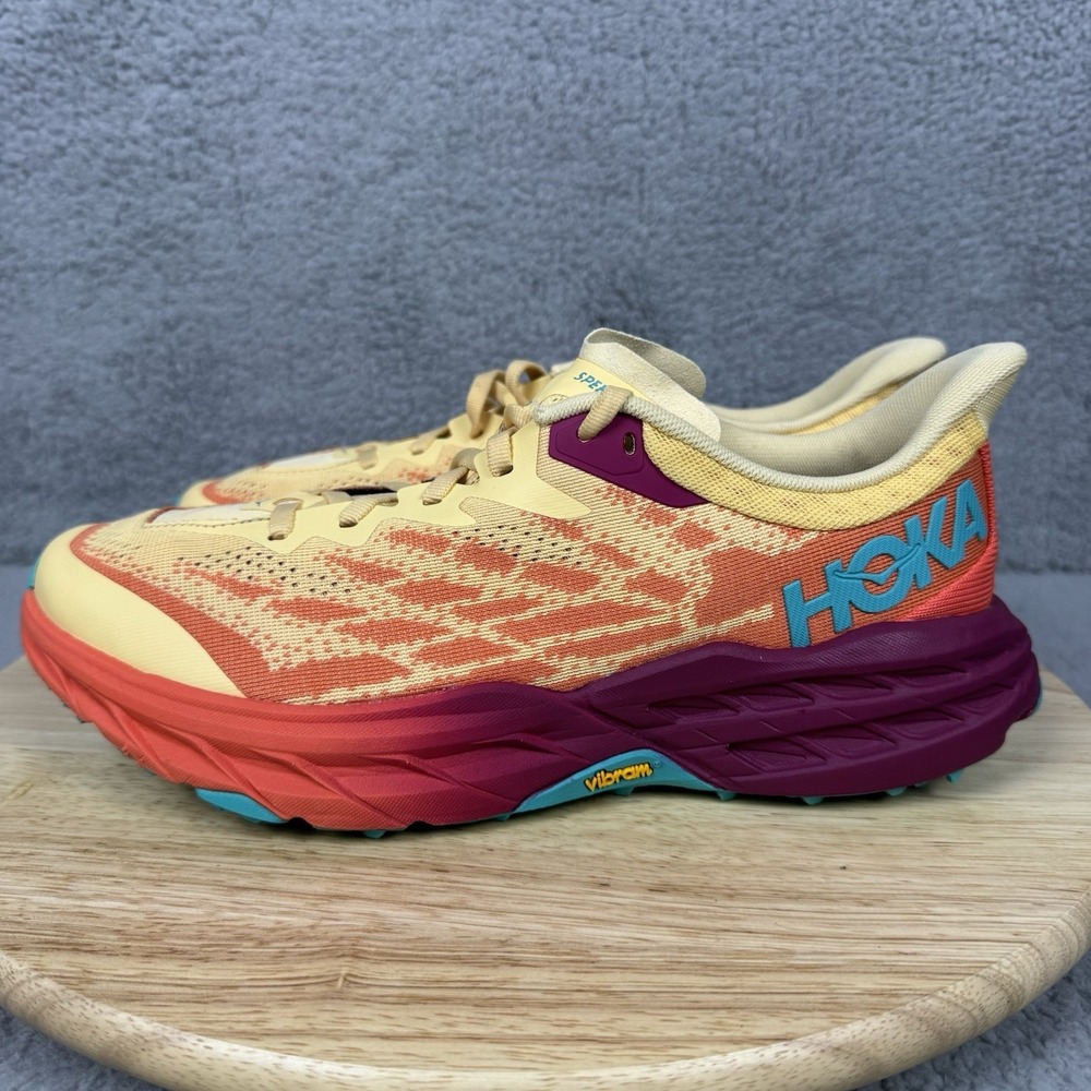 Hoka Speedgoat 5 Mens Size 9 D Impala Flame Trail Running Hiking Shoes Cushion - Picture 8 of 15